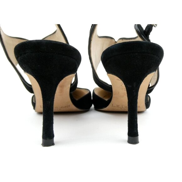 L.K. Bennett Black Suede Pointed-Toe Slingback Heels Size 38 - Picture 4 of 12